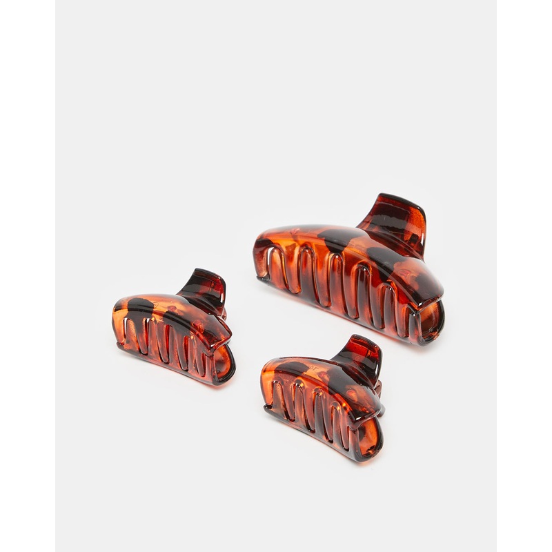 Women Brown Jaw Clip Set (Pack of 3)