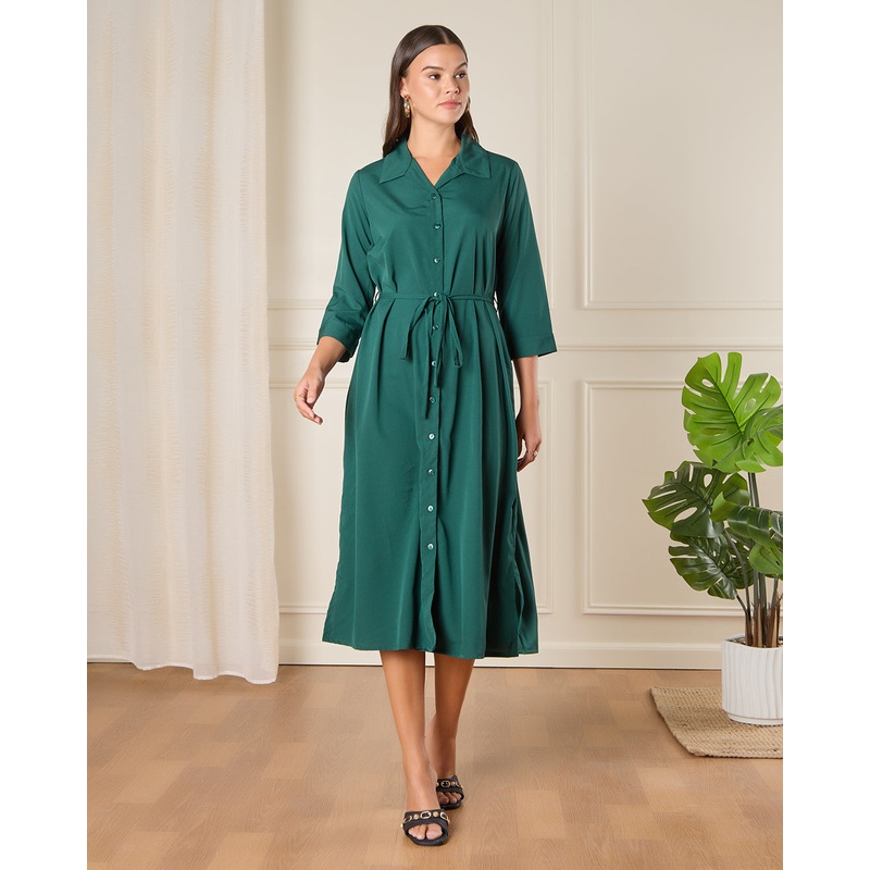 Women Green Collared Dress|UK8|UK10|UK12|UK14|UK16|UK18