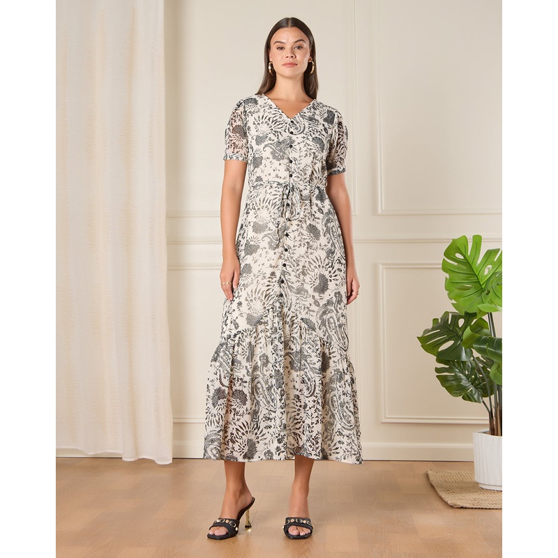 Women Grey Printed  Casual Dress