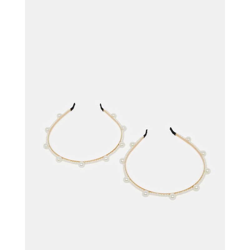 Women White Embellished Headband Set (2 Piece)