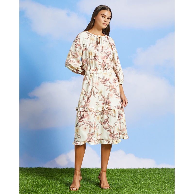 Women White Printed  Casual Dress
