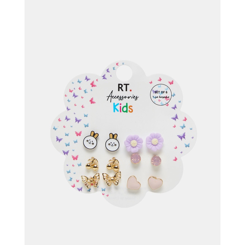 Girls Assorted Earring Studs (6 Pairs)