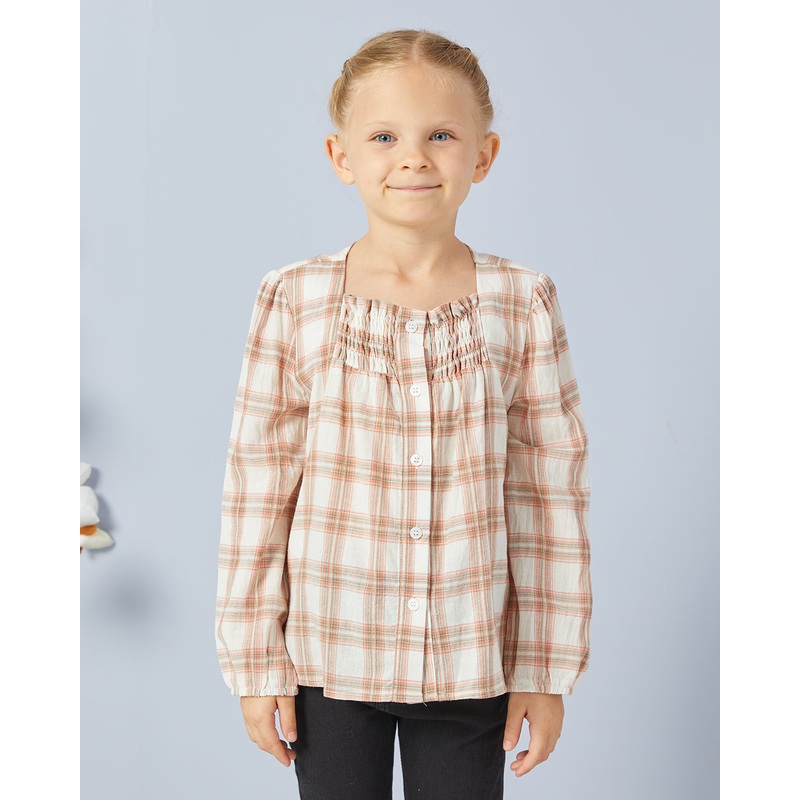 Girls Beige Checkered Top|2-3 Years|4-5 Years|5-6 Years|7-8 Years