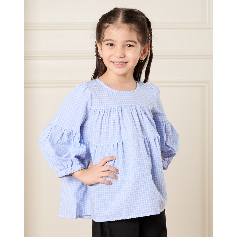 Girls Blue Checkered Top|2-3 Years|4-5 Years|5-6 Years|7-8 Years