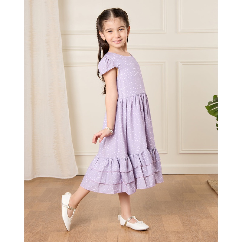 Girls Lilac Polka Dots Dress|2-3 Years|4-5 Years|6-7 Years|7-8 Years