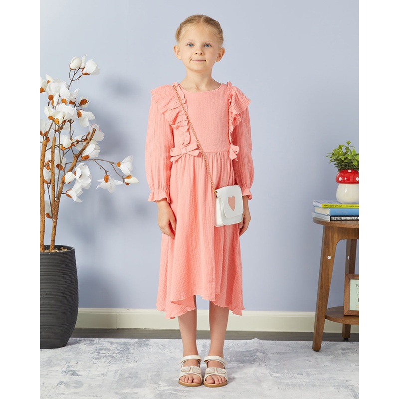 Girls Pink Dress With Bag|2-3 Years|4-5 Years|5-6 Years|7-8 Years