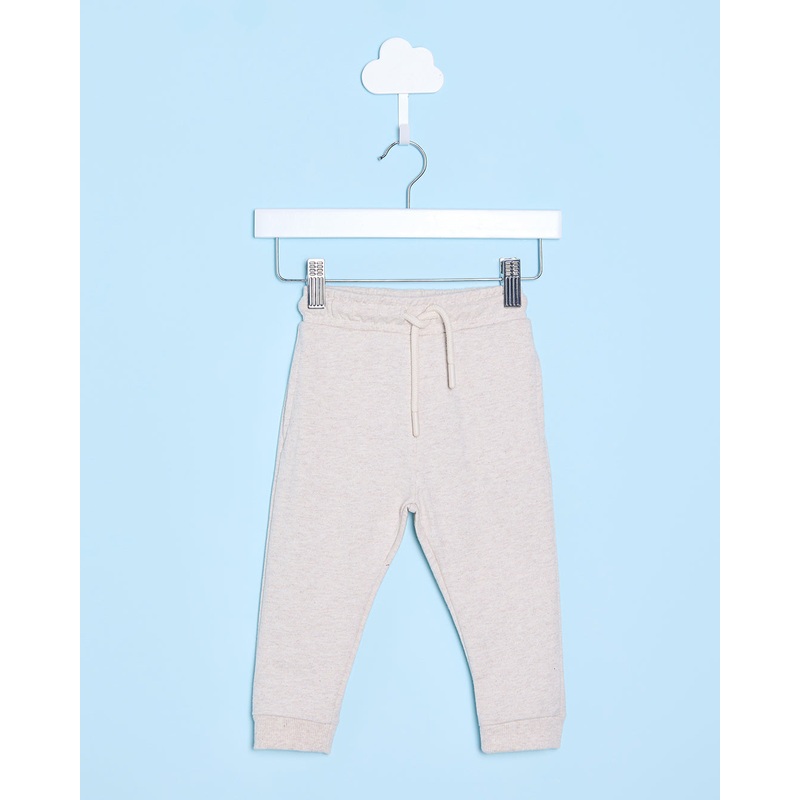 Infant Boys Ecru Melange Plain Active Pants