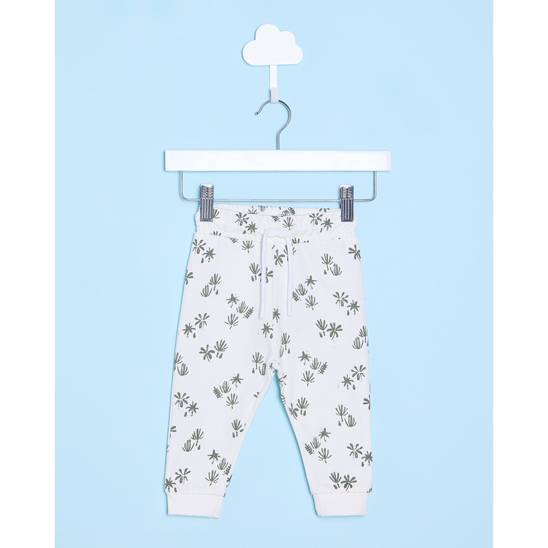 Infant Boys Ivory Printed Active Pants