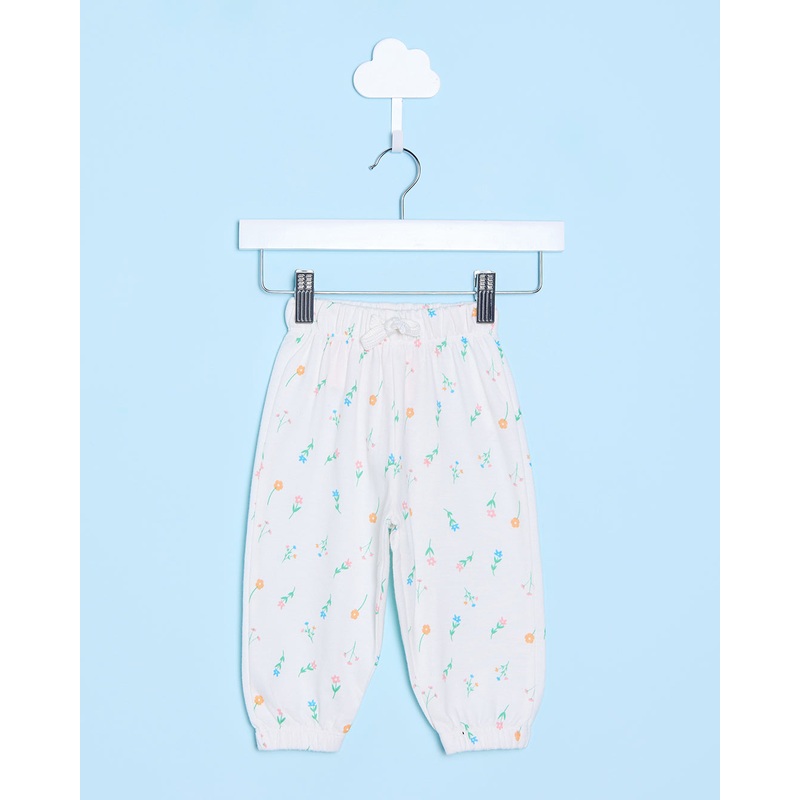 Infant Girls Ivory Floral Print Jogger Pants