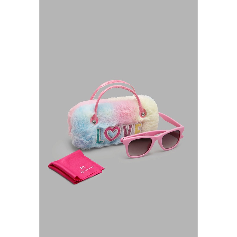 Pink Wayfarer Sunglasses With Cases For Girls