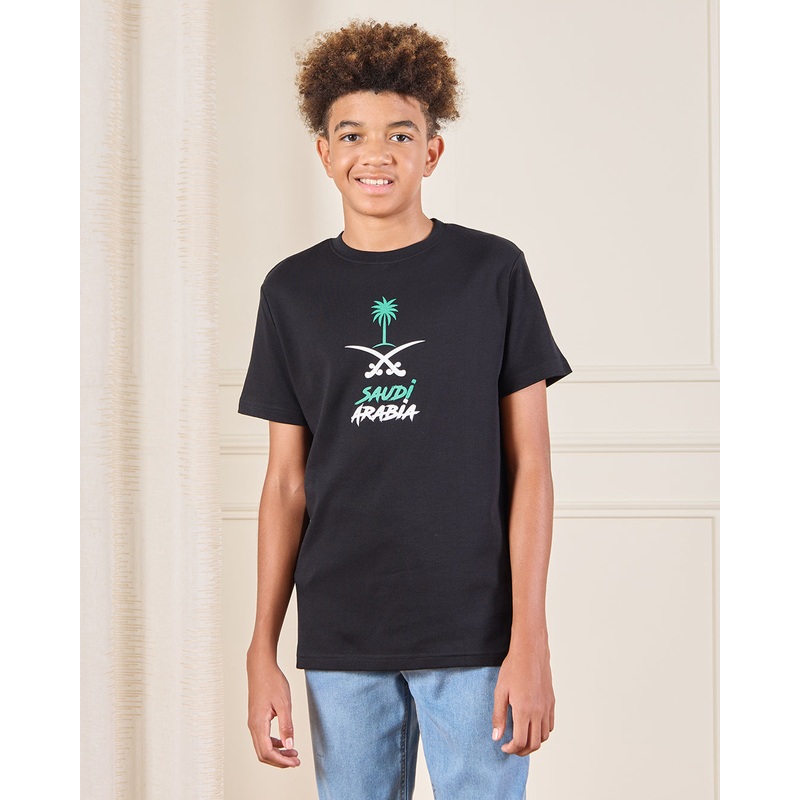 Senior Boys Black KSA Printed T-Shirt