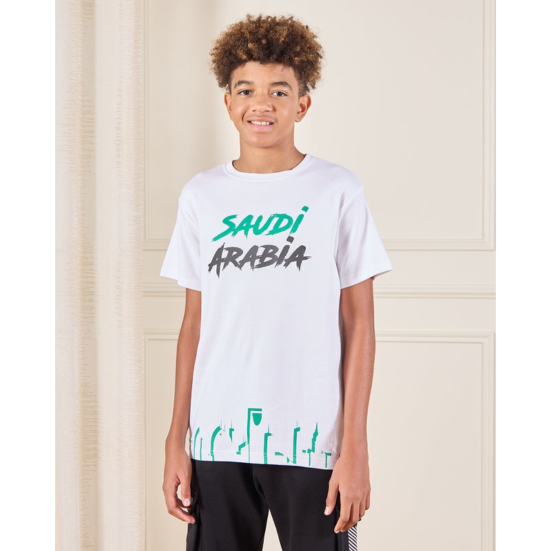 Senior Boys White KSA Printed T-Shirt