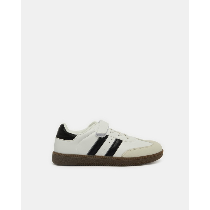 Senior Boys White Retro Sneakers