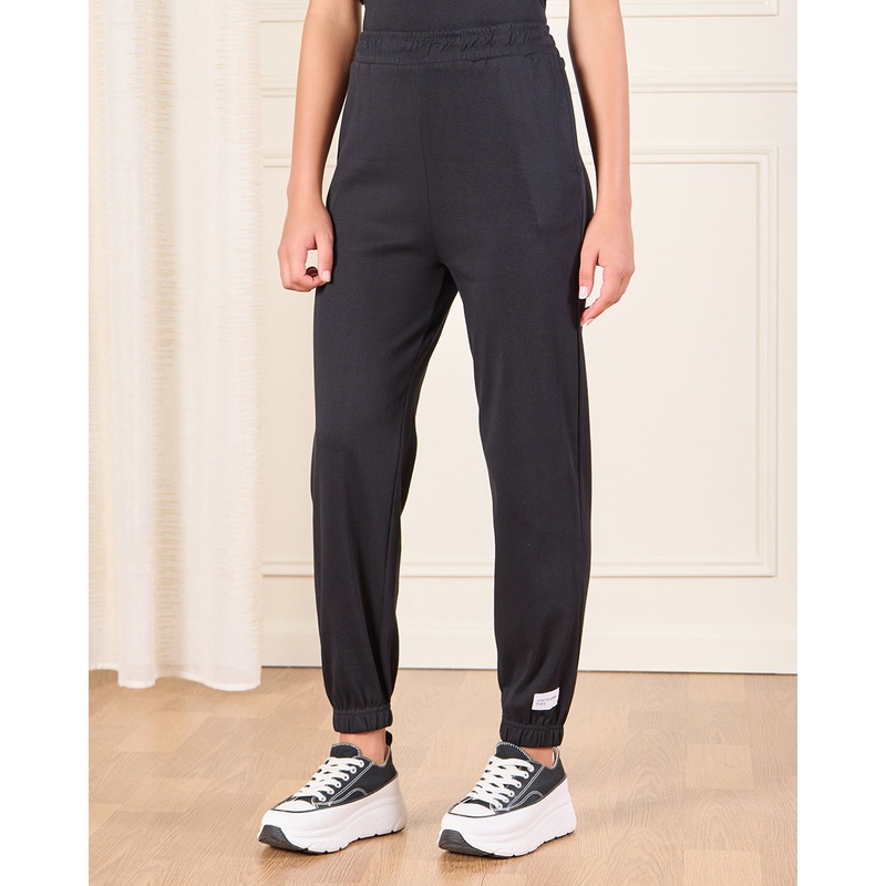 Senior Girls Black Print Active Pants