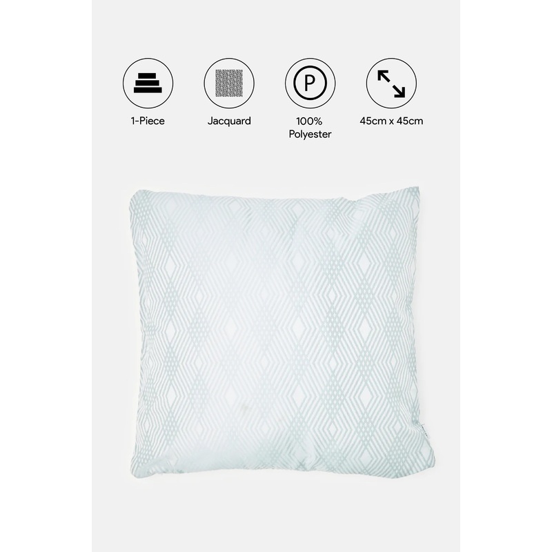 Teal Geometric Jacquard Cushion