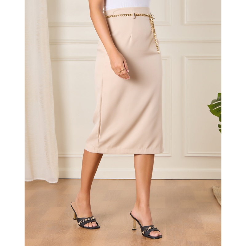 Women Beige Straight Skirt|UK8|UK10|UK12|UK14|UK16|UK18