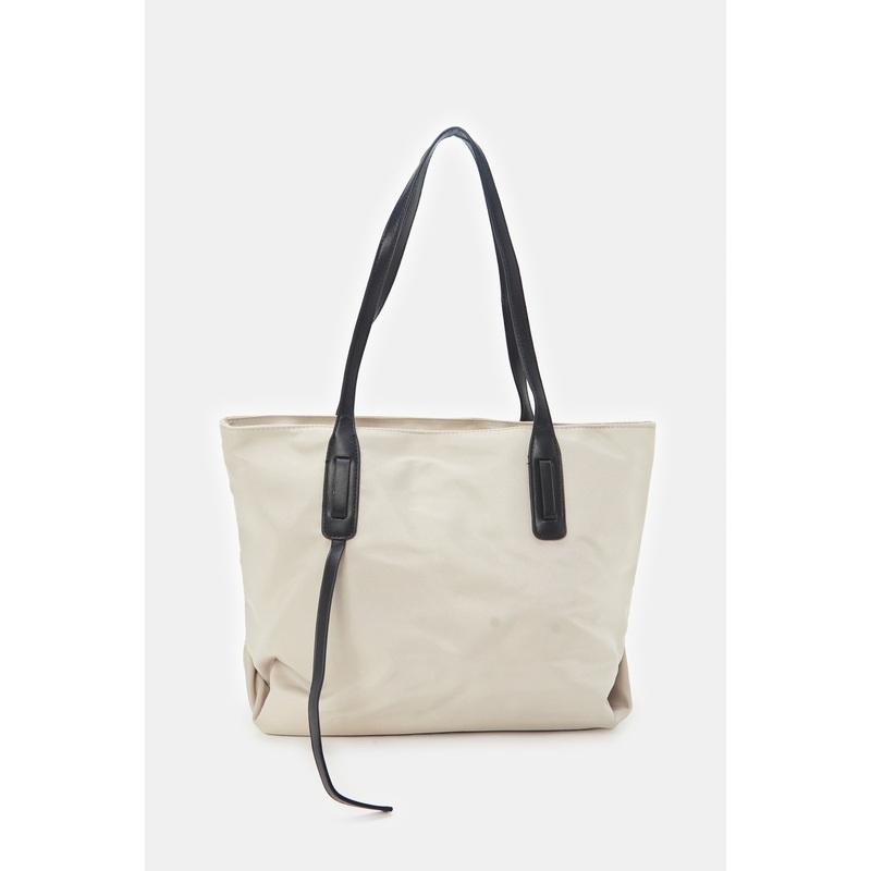 Women Beige Tote Bag With Handles