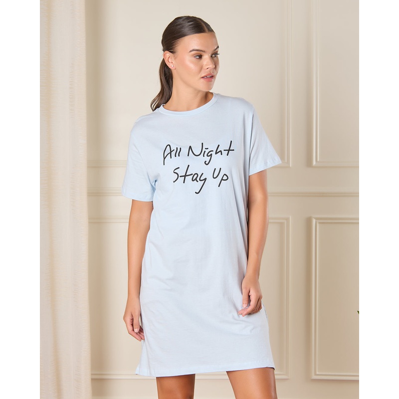 Women Blue Printed Nightshirt|UK10|UK12|UK14|UK16|UK18|UK20