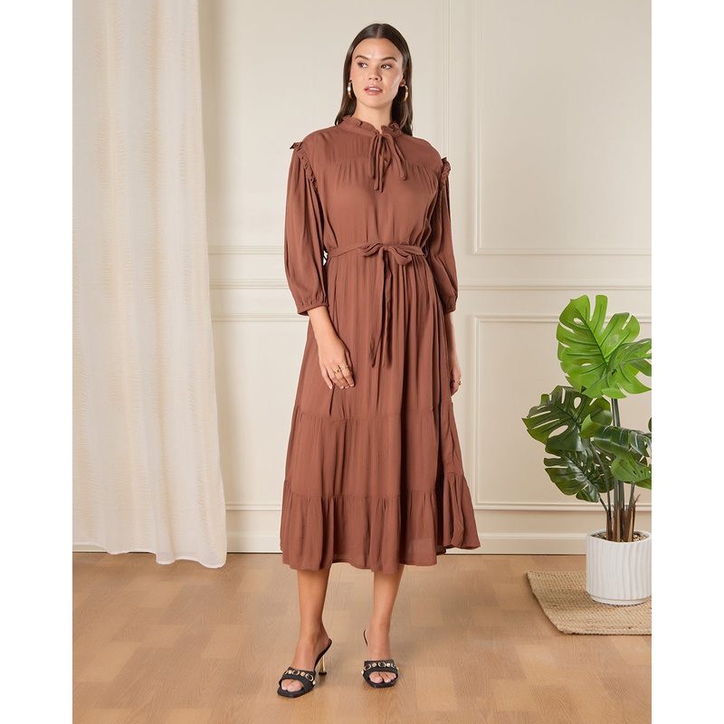 Women Brown Maxi Casual Dress|UK10|UK12|UK14|UK16|UK18