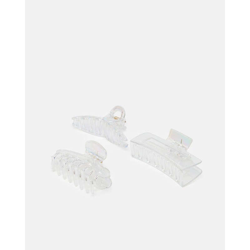 Women Clear Hair Claw Set (Pack of 3)