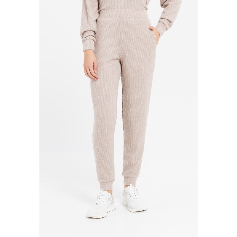 Women Ecru Ribbed Joggers|UK8|UK10|UK12|UK14|UK16|UK18