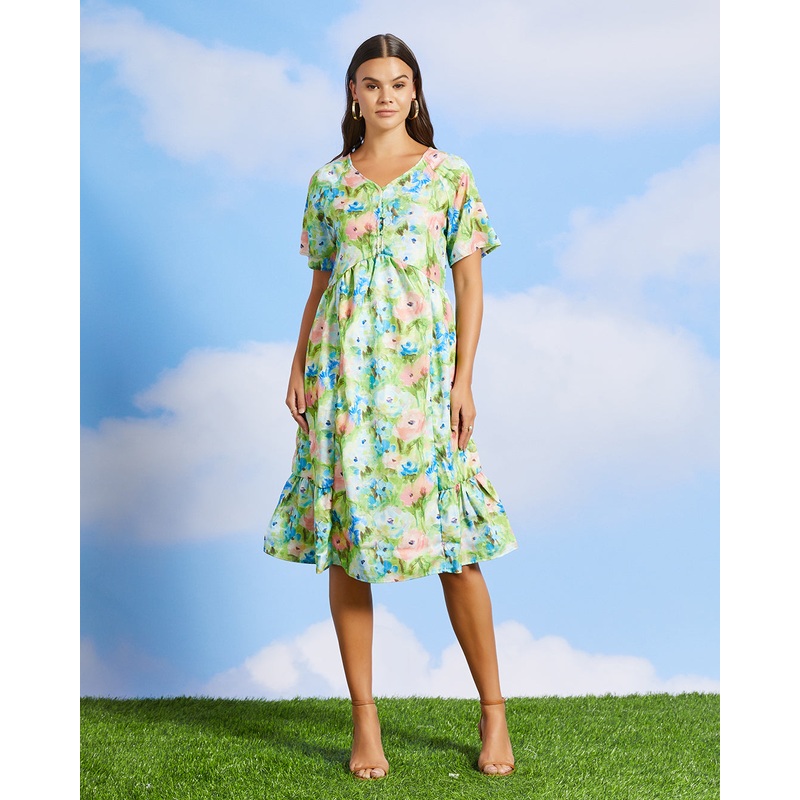 Women Green Printed Dress|UK10|UK12|UK14|UK16|UK18
