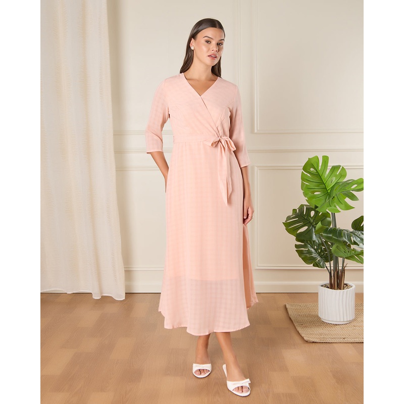 Women Pink Checkered Casual Dress