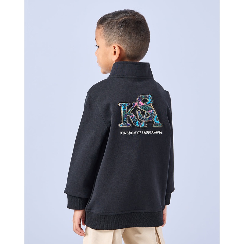 Boys Black Embroidered Sweatshirt