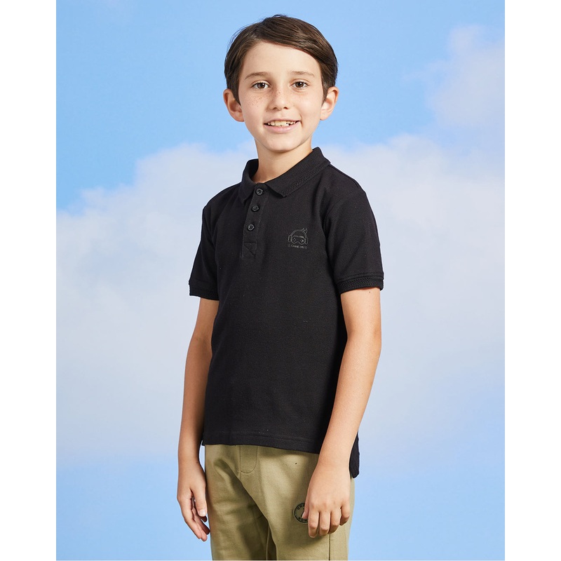 Boys Black Printed Polo Shirt|2-3 Years|3-4 Years|4-5 Years|5-6 Years|6-7 Years|7-8 Years