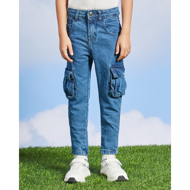 Boys Blue  Cargo Pocket Jeans|2-3 Years|3-4 Years|4-5 Years|5-6 Years|6-7 Years|7-8 Years