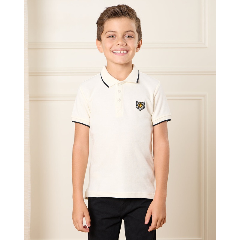 Boys Cream Polo T-Shirt|2-3 Years|3-4 Years|4-5 Years|5-6 Years|6-7 Years|7-8 Years