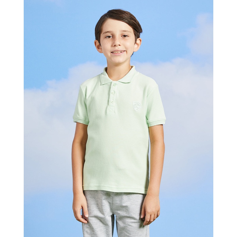 Boys Mint Embroidered Polo Shirt