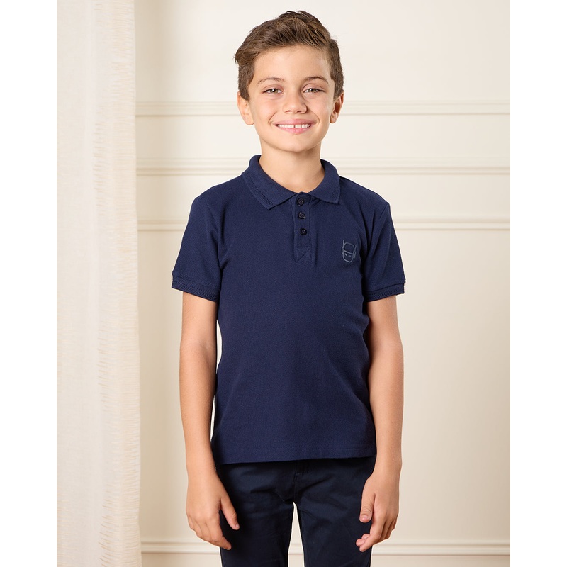 Boys Navy Collared Polo T-Shirt