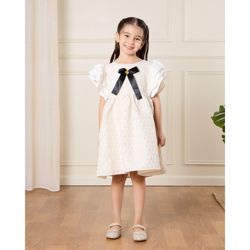 Girls Beige Embellished Dress|2-3 Years|4-5 Years|5-6 Years|7-8 Years