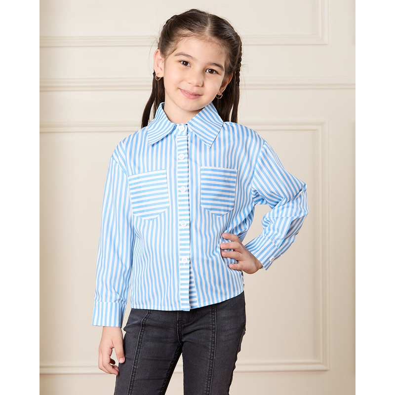 Girls Blue Striped Shirt|2-3 Years|3-4 Years|4-5 Years|5-6 Years|6-7 Years|7-8 Years