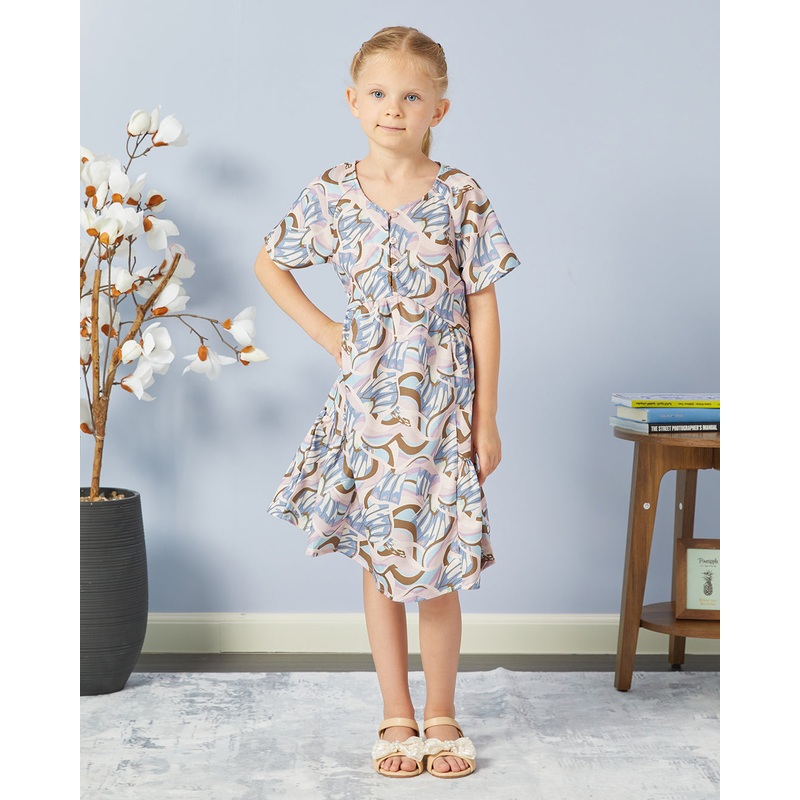 Girls Multicolour Printed Dress