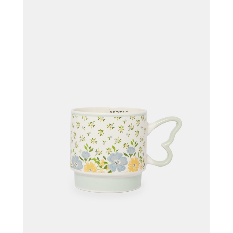 Green Floral Print Mug (12 Oz)