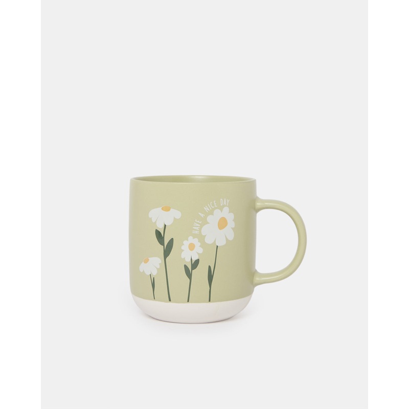 Green Floral Print Mug (13 Oz)