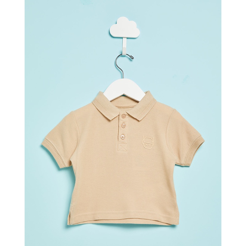 Infant Boys Beige Basic Polo Shirt