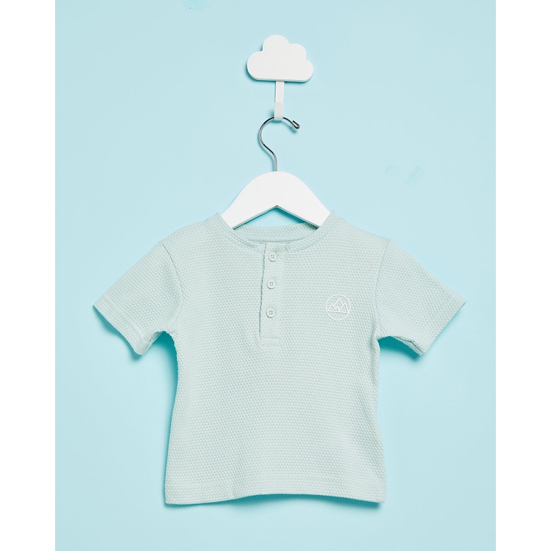 Infant Boys Blue Jacquard Henley T-Shirt