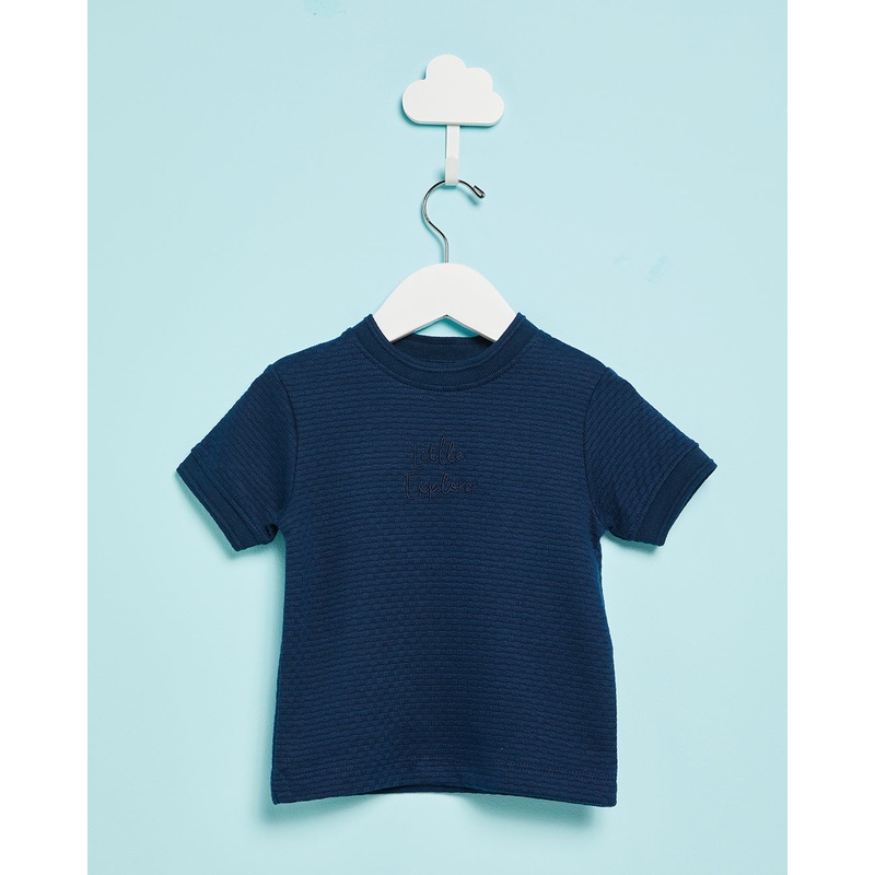 Infant Boys Navy Jacquard T-Shirt