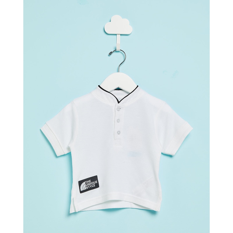 Infant Boys White Basic Mandarin Collared Shirt
