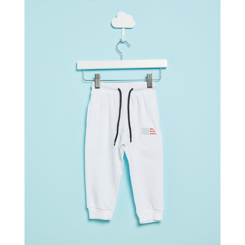 Infant Boys White Basic Track Pants