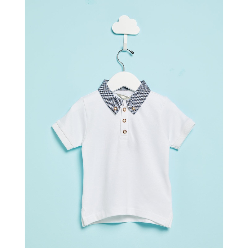 Infant Boys White Embellished Polo Shirt