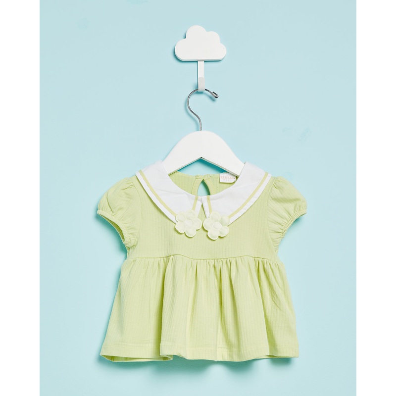 Infant Girls Mint Plain Collared Blouse