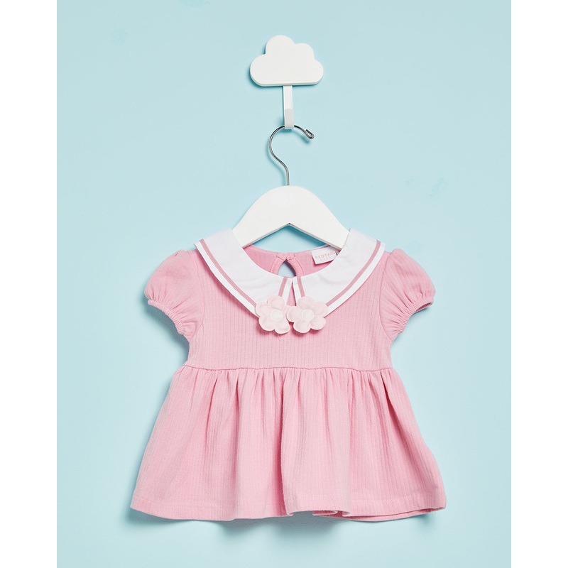 Infant Girls Pink Plain Collared Blouse