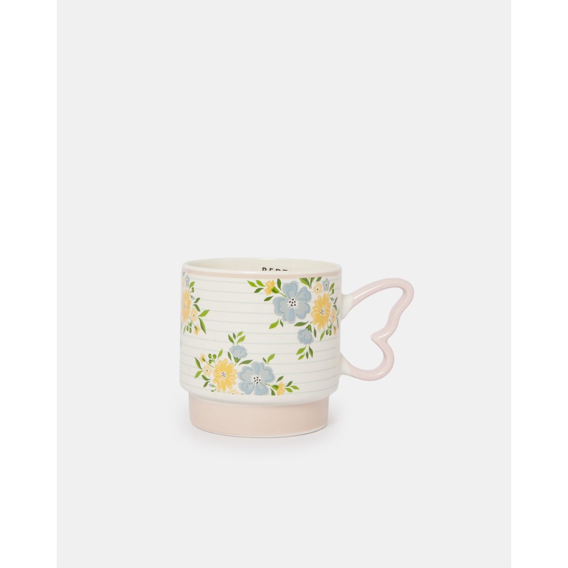 Pink Floral Print Mug (12 Oz)