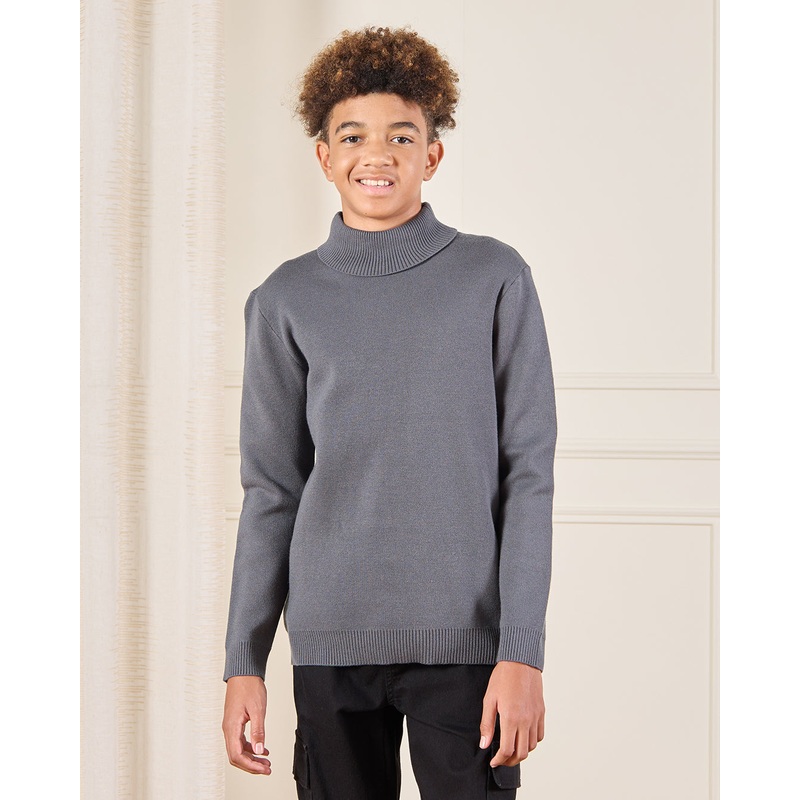 Senior Boys Grey High Neck Pullover