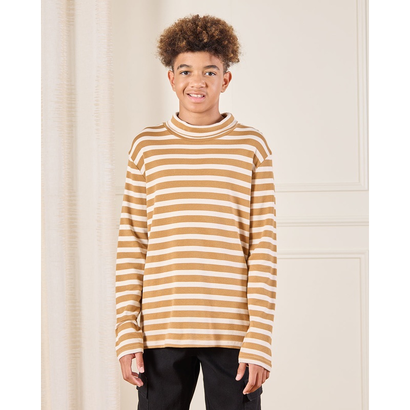Senior Boys Mustard Striped T-Shirt