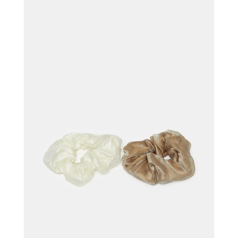 Women Cream And Beige Scrunchy Set (2 Piece)